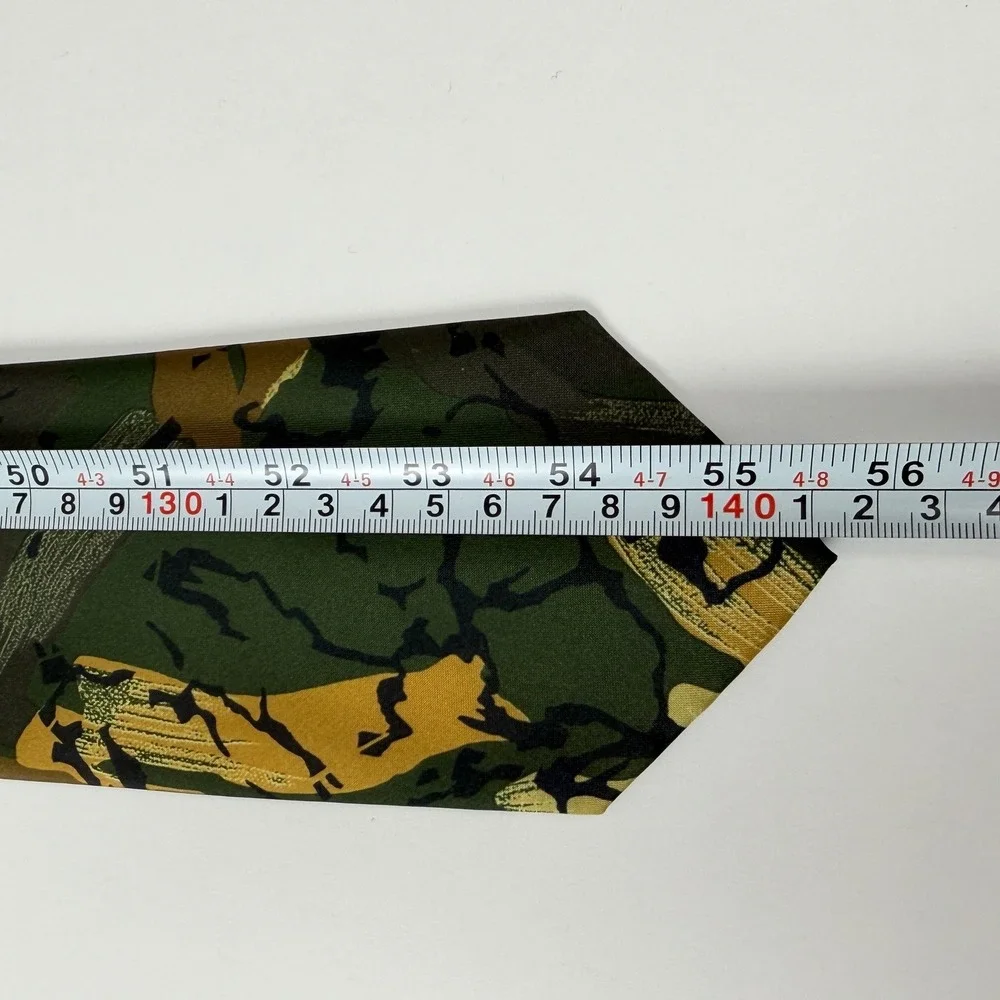 Italian Green Camo Abstract Hand Made Silk‎ Tie